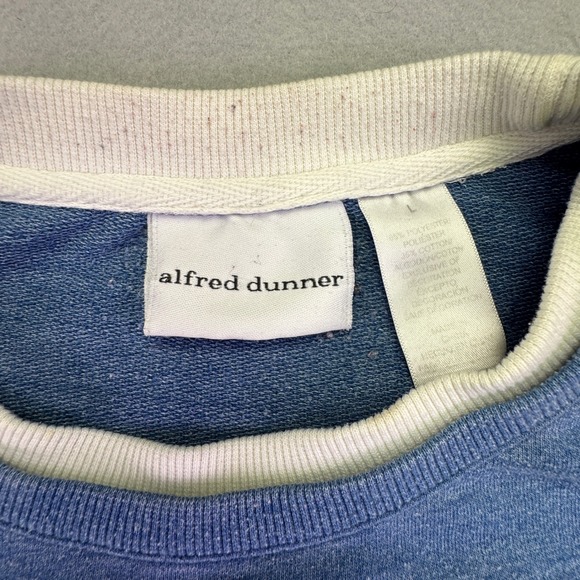 Alfred Dunner Sweatshirt Women's Large Blue Textured Floral Embroidered Crewneck - Picture 3 of 7